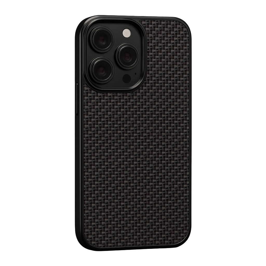 Stealth Carbon™ iPhone case in black – ultra-thin aramid fiber design offering superior protection with a sleek matte finish​