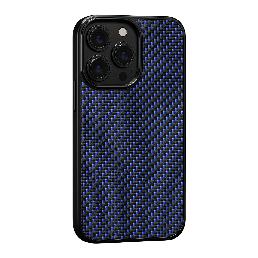 Stealth Carbon™ iPhone case in blue – slim-profile aramid fiber case delivering exceptional durability with a modern look